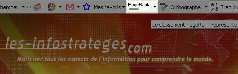 Le PageRank de 5 sur 10 pour la page d'accueil des InfoStratèges